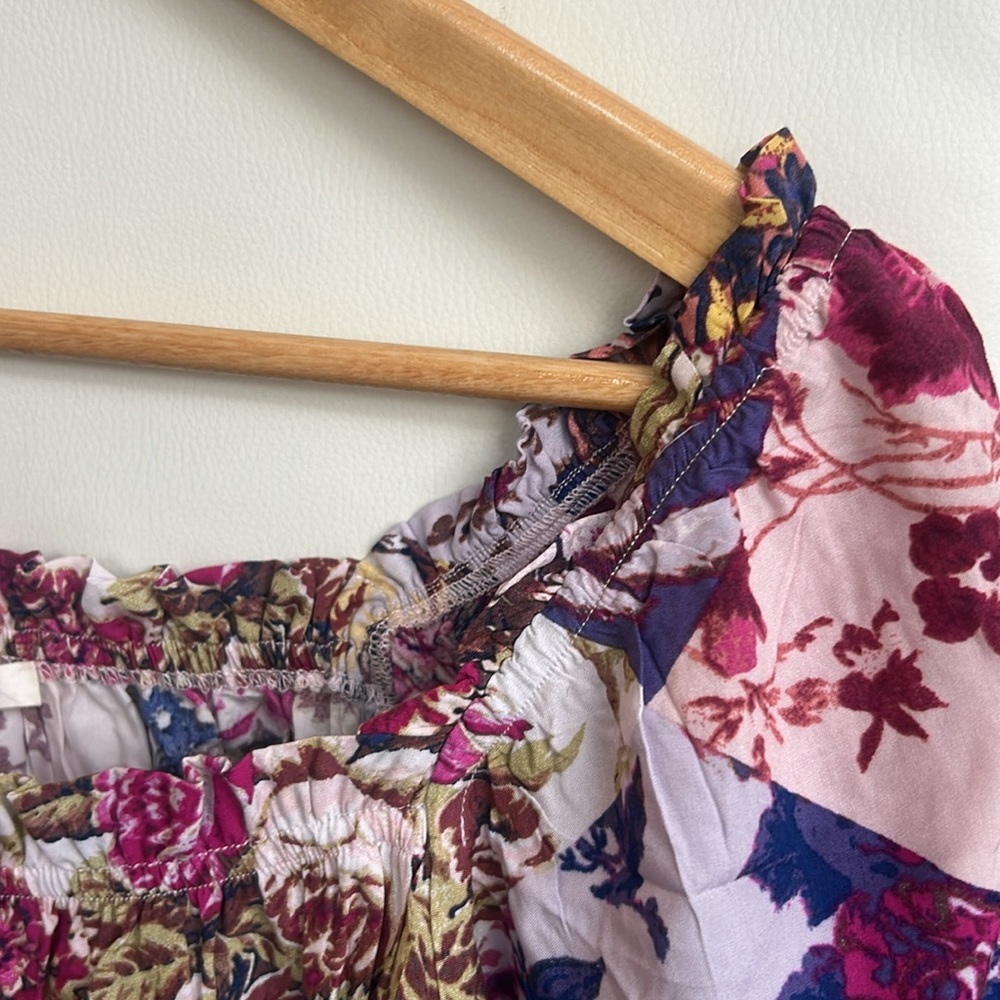 Abel the Label Anthropologie Floral Cropped Cottagecore Off Shoulders Top Size S - Picture 6 of 10